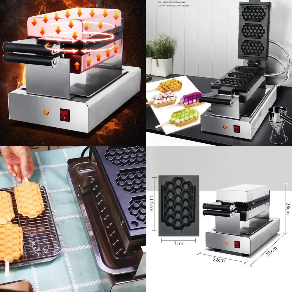 Commercial Kitchen Machinery - เครื่องทำวาฟเฟิลไฟฟ้าเชิงพาณิชย์ แบบรังผึ้ง ไม่ติดกระทะ สำหรับทำวาฟเฟิลและแพนเค้ก