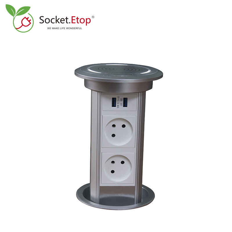 Commercial Kitchen Outlets - ปลั๊กอิสราเอลเดสก์ท็อปมอเตอร์ยก Pop UP ซ็อกเก็ตท็อปครัวซ่อนพร้อมปลั๊กไฟ 2 พอร์ตชาร์จ