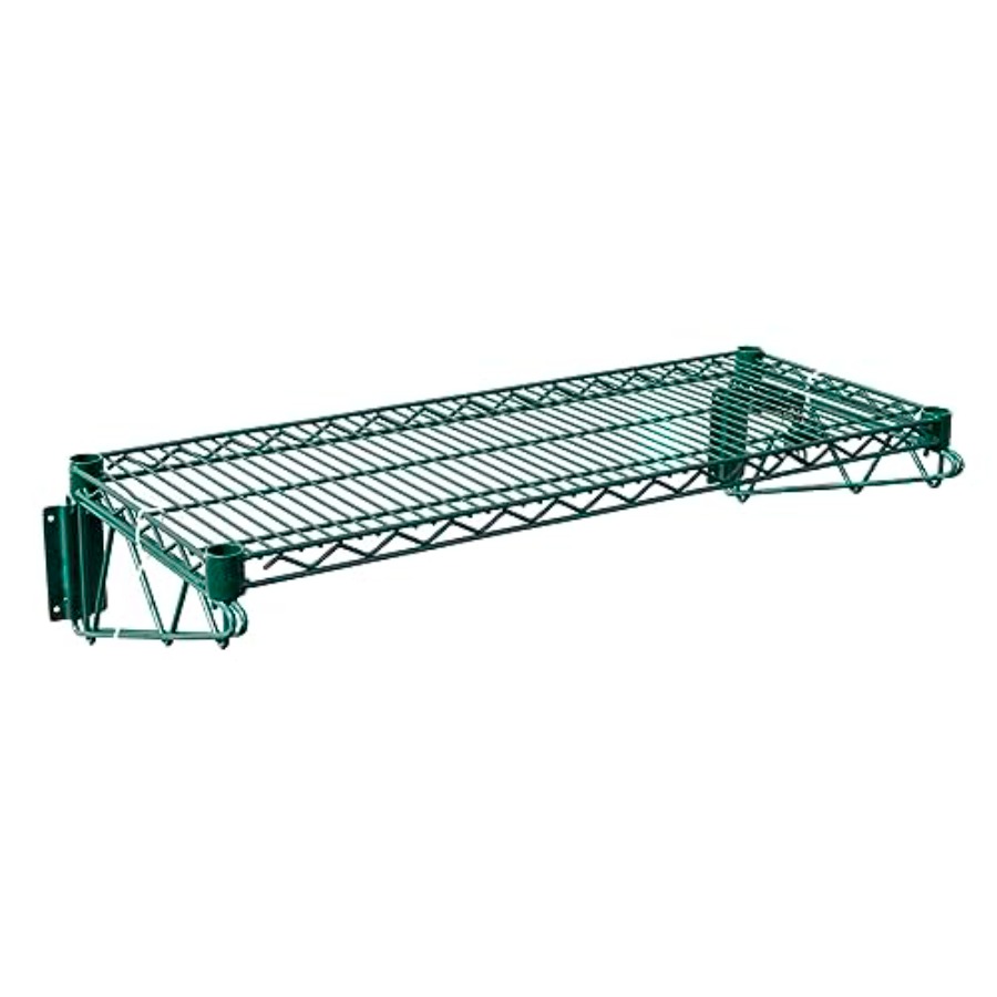 Commercial Kitchen Services - ชั้นวางของติดผนังเคลือบอีพ็อกซี่สีเขียว ขนาด 48x14 นิ้ว สำหรับครัวเชิงพาณิชย์ ได้รับการรับรองจาก