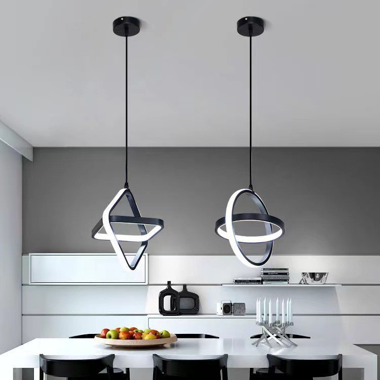 Commercial Kitchen Island - โคมไฟเพดาน LED โมเดิร์น สีดำขาว สำหรับห้องรับประทานอาหาร ห้องนอน
