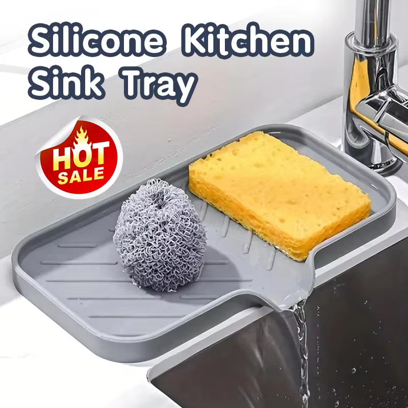 Commercial Kitchen Floor Drain - แผ่นรองซิลิโคนสำหรับก๊อกน้ำ ถาดรองอ่างล้างจาน ที่วางสบู่ ที่วางฟองน้ำ แผ่นรองกันน้ำกระเด็น แผ่นรองสำหรับตากแห้ง