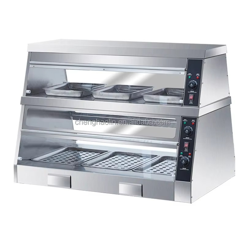 Commercial Kitchen Machinery - ตู้โชว์อาหารอุ่นร้อนแบบไฟฟ้าสำหรับแฮมเบอร์เกอร์ ไก่ทอด สำหรับร้านค้า พร้อมฉนวนกันความร้อน