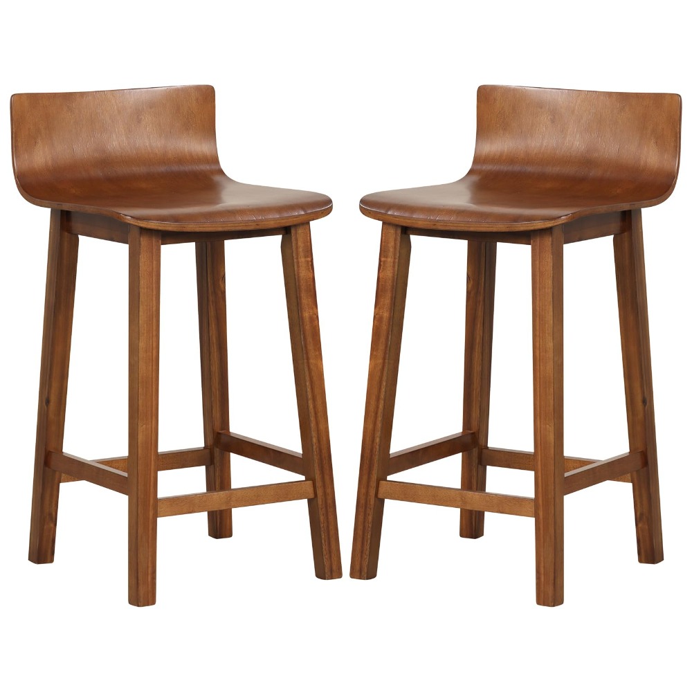Commercial Kitchen Island - เก้าอี้บาร์ไม้เนื้อแข็งขนาด 24.5 นิ้ว ชุด 2 ตัว