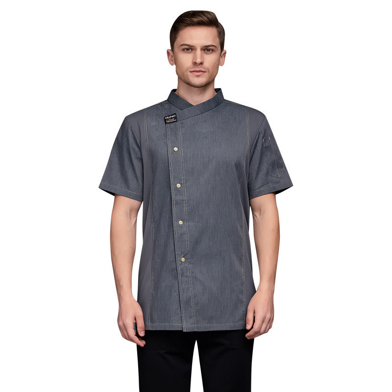 Commercial Kitchen Services - การทำอาหารเสื้อเชิ้ตสีเทาสำหรับร้านอาหารชุดยูนิฟอร์มเชฟทำขนมชุดพนักงานโรงแรมเสื้อเบเกอร์สำหรับบริกรคาเฟ่