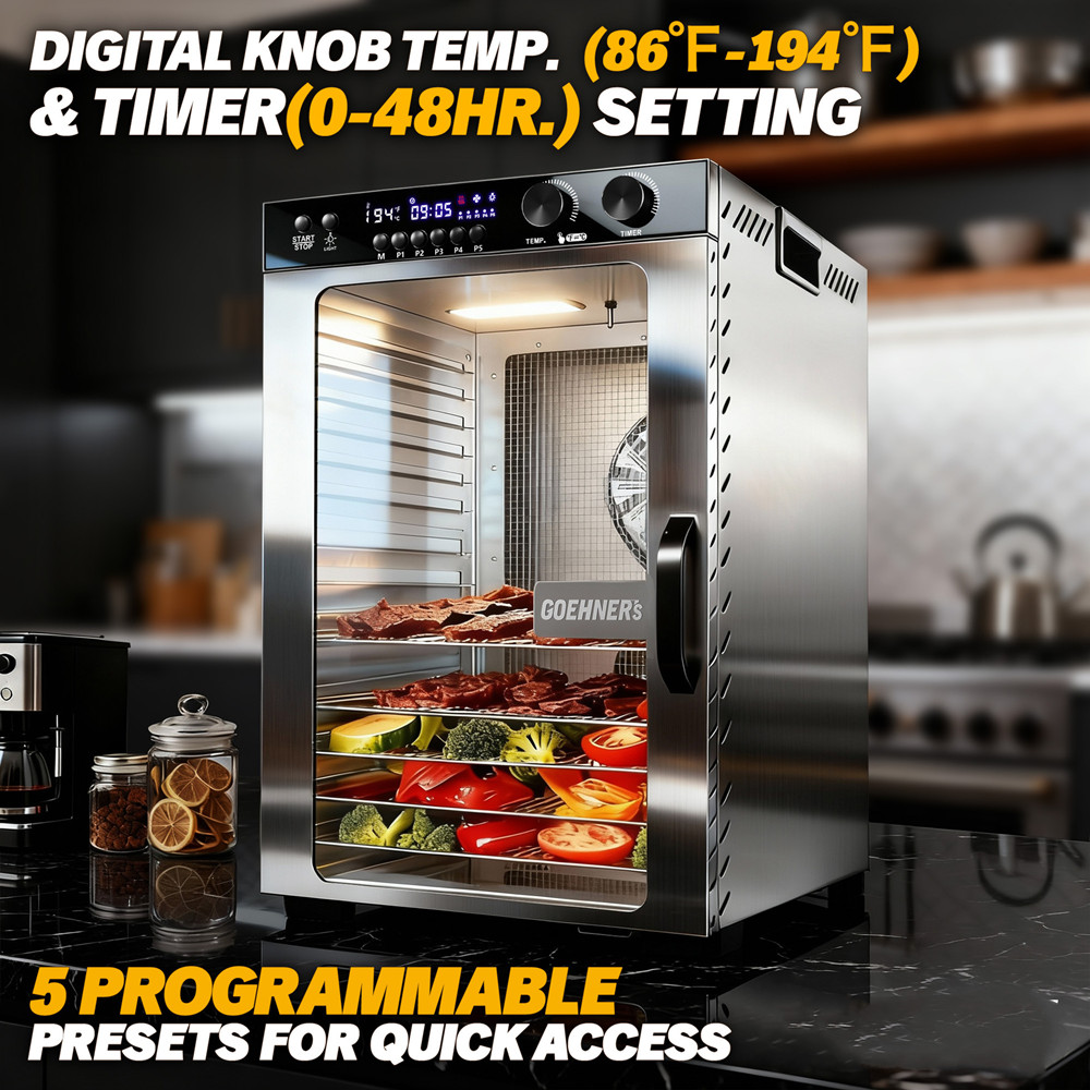 Commercial Food Dehydrator - เครื่องอบแห้งอาหารแบบตั้งเวลา 48 ชั่วโมง 18 ถาด ความจุขนาดใหญ่