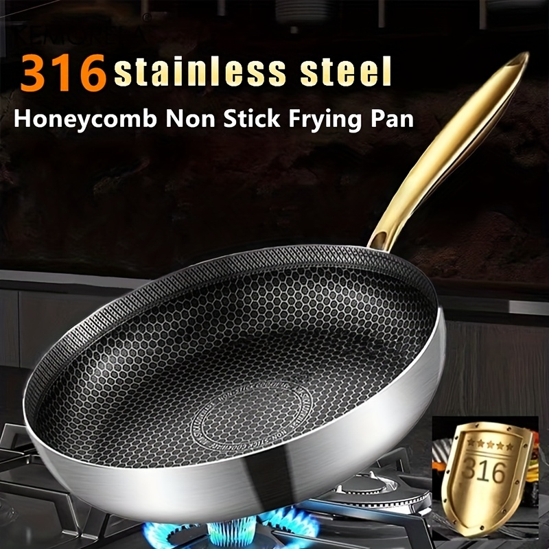 Commercial Kitchen Appliance - กระทะทอดสแตนเลส 316 แบบไม่ติดกระทะ ลายรังผึ้ง สำหรับทำอาหารที่บ้าน กระทะสเต็ก