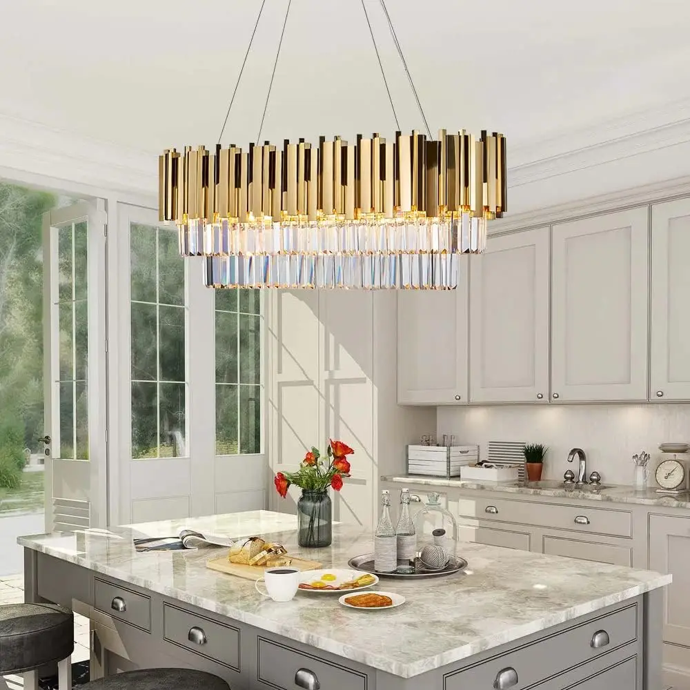 โคมไฟระย้าคริสตัล K9 สีทองหรูห - Commercial Kitchen Island บทวิจารณ์และราคา