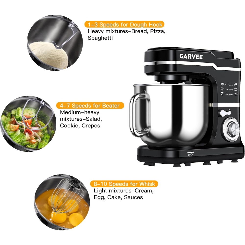 เครื่องผสมอาหาร Garvee 110-120 - Commercial Kitchen Mixers Dough Mixer บทวิจารณ์และราคา