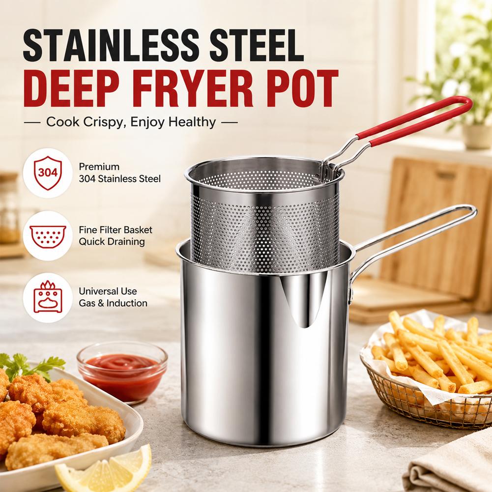 หม้อทอดสแตนเลสพร้อมตะแกรงกรอง  - Commercial Kitchen Appliance บทวิจารณ์และราคา